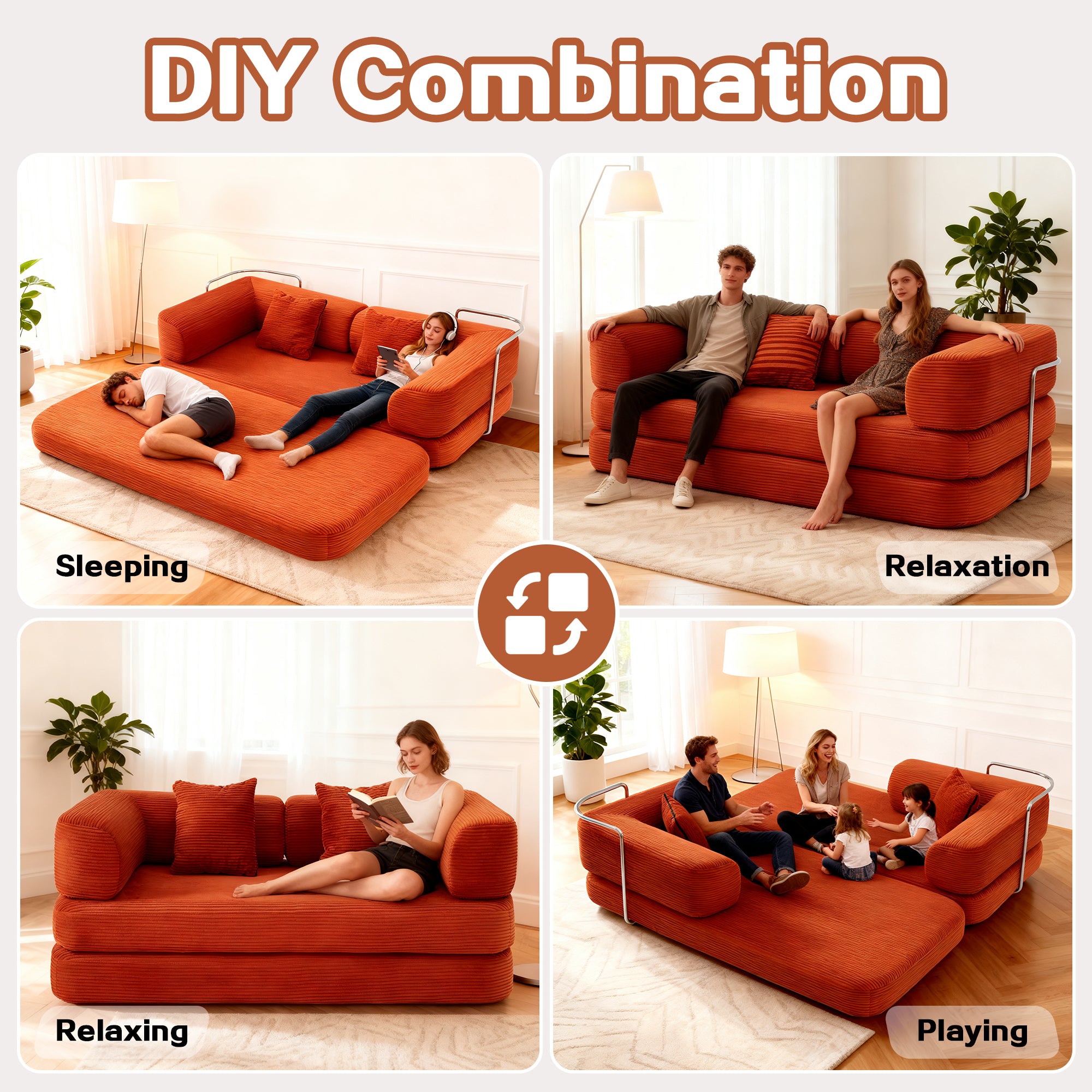 Floor Couch,Compressed Sofa,Convertible Floor Sofa Bed with Convertible Blanket Pillow,Enhanced frame stability,Comfy Couch Lounge Sleeper Bed,for Living Room Bedroom - Grand Goldman Shop