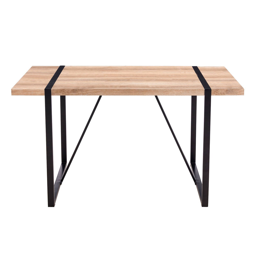 Rustic Industrial Rectangular Wood Dining Table For 4-6 Person, With 1.5' Thick Engineered Wood color Tabletop and Black Metal Legs,Desk For Kitchen Dining Living Room, 55.1' x 31.4'x 29.9'1529W115172 - Grand Goldman Shop