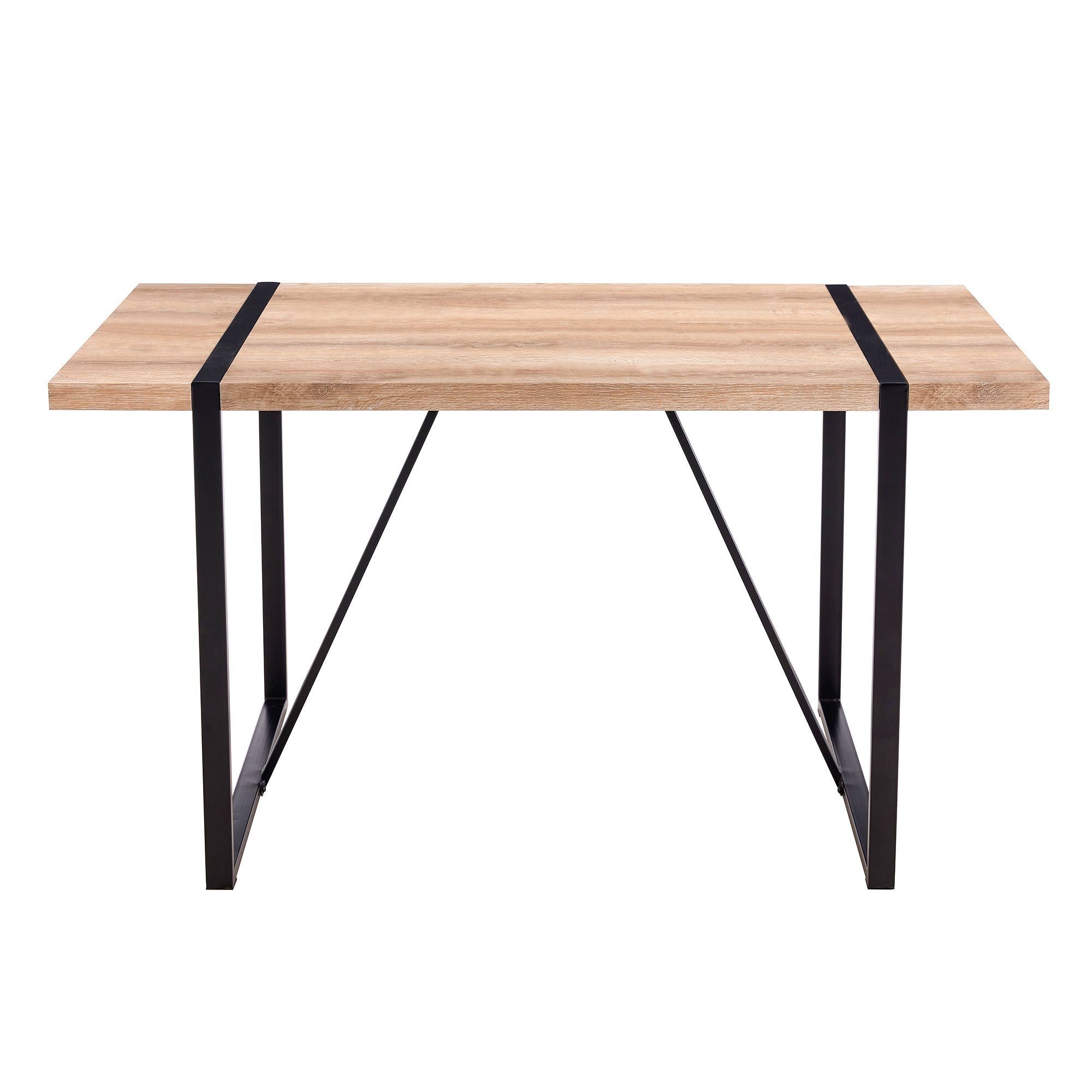 Rustic Industrial Rectangular Wood Dining Table For 4-6 Person, With 1.5' Thick Engineered Wood color Tabletop and Black Metal Legs,Desk For Kitchen Dining Living Room, 55.1' x 31.4'x 29.9'1529W115172 - Grand Goldman Shop