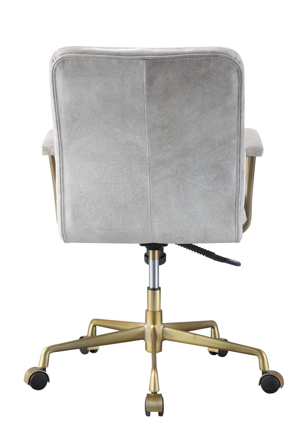 Damir Vintage White Top Grain Leather & Chrome Finish Office Chair - Grand Goldman