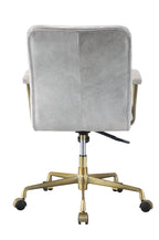 Damir Vintage White Top Grain Leather & Chrome Finish Office Chair - Grand Goldman