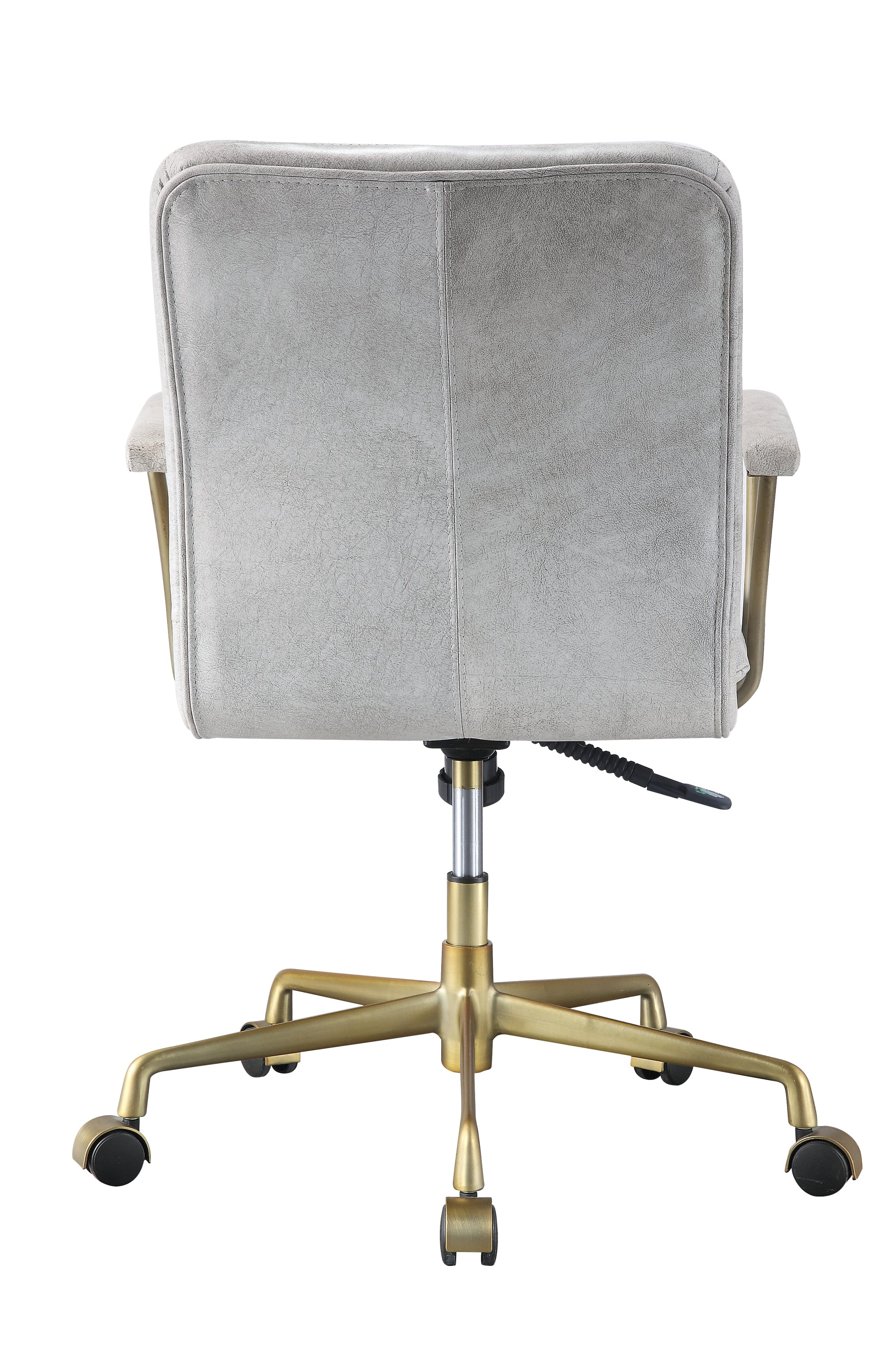Damir Vintage White Top Grain Leather & Chrome Finish Office Chair - Grand Goldman