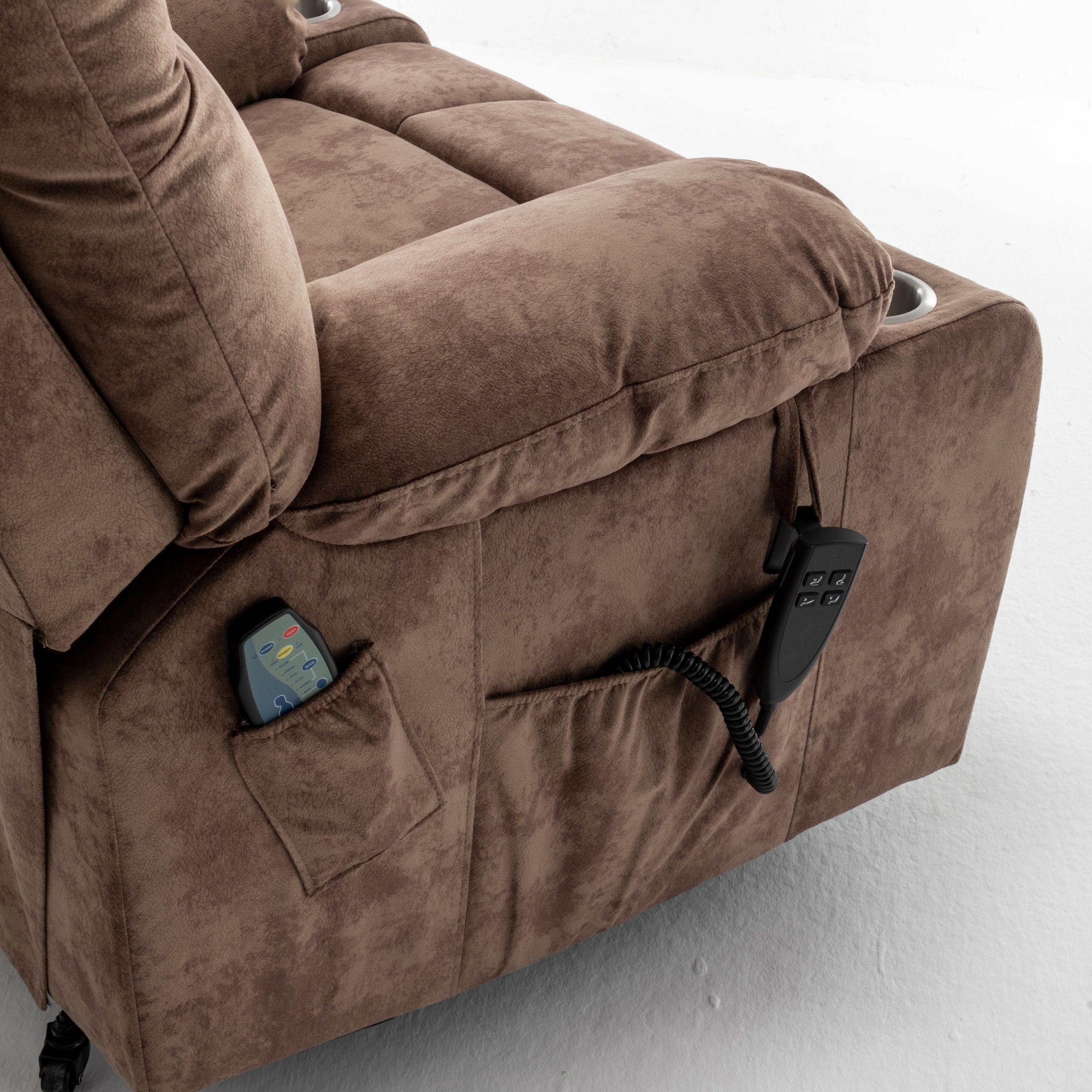 Lift Chair for Big and Tall Person with Inconvenient Legs: High Density Foam Lift Sofa with Heat and Massage, 2 Pockets, 2 Cup Holder, 2 Remote, 2 OKIN Motor - Grand Goldman Shop