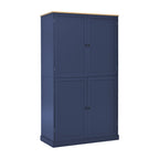 [Assembly Video Provided]TOPMAX 40.2x20x71.3inch High Freestanding Kitchen Pantry Large Cupboard Storage Cabinet with 2 Drawers, 2 Adjustable Shelves, 8 Door Shelves for Kitchen, Dining Room,Blue - Grand Goldman Shop