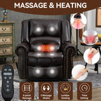 Power Lift Recliner Chair Heat Massage Dual Motor Infinite Position Up to 350 LBS, Faux Leather, Heavy Duty Motion Mechanism with USB Ports, Brown - Grand Goldman Shop