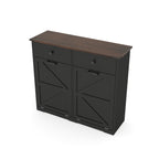Farmhouse Black Double Tilt Out Trash Cabinet with Hideaway Drawer and Barn Door Style, Engineered Wood, 39.3''×13''×34.45'' - Grand Goldman Shop