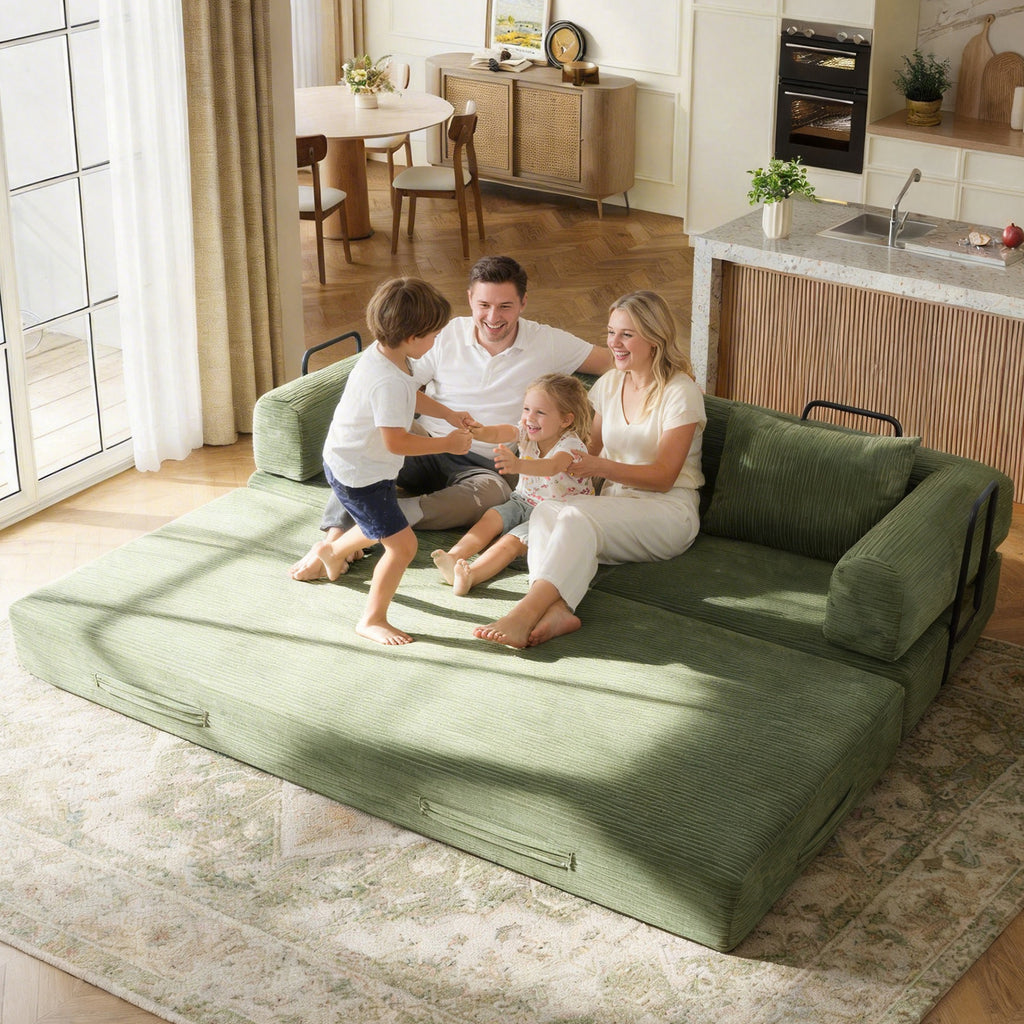 78 Inch Convertible Sleeper Sofa Bed, Futon Boneless Couch Lounge Loveseat with Pull Out Bed, No Assembly Required - Grand Goldman Shop
