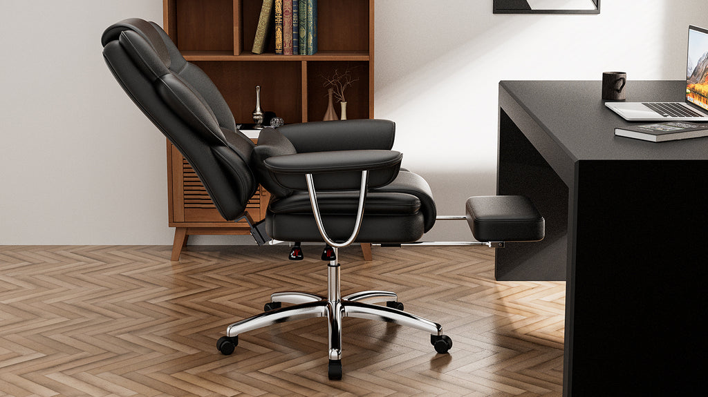 Office Chair, Big and Tall Executive Office Chair with Footrest, Leather Computer Chair, Ergonomic Reclining Chair High Back,