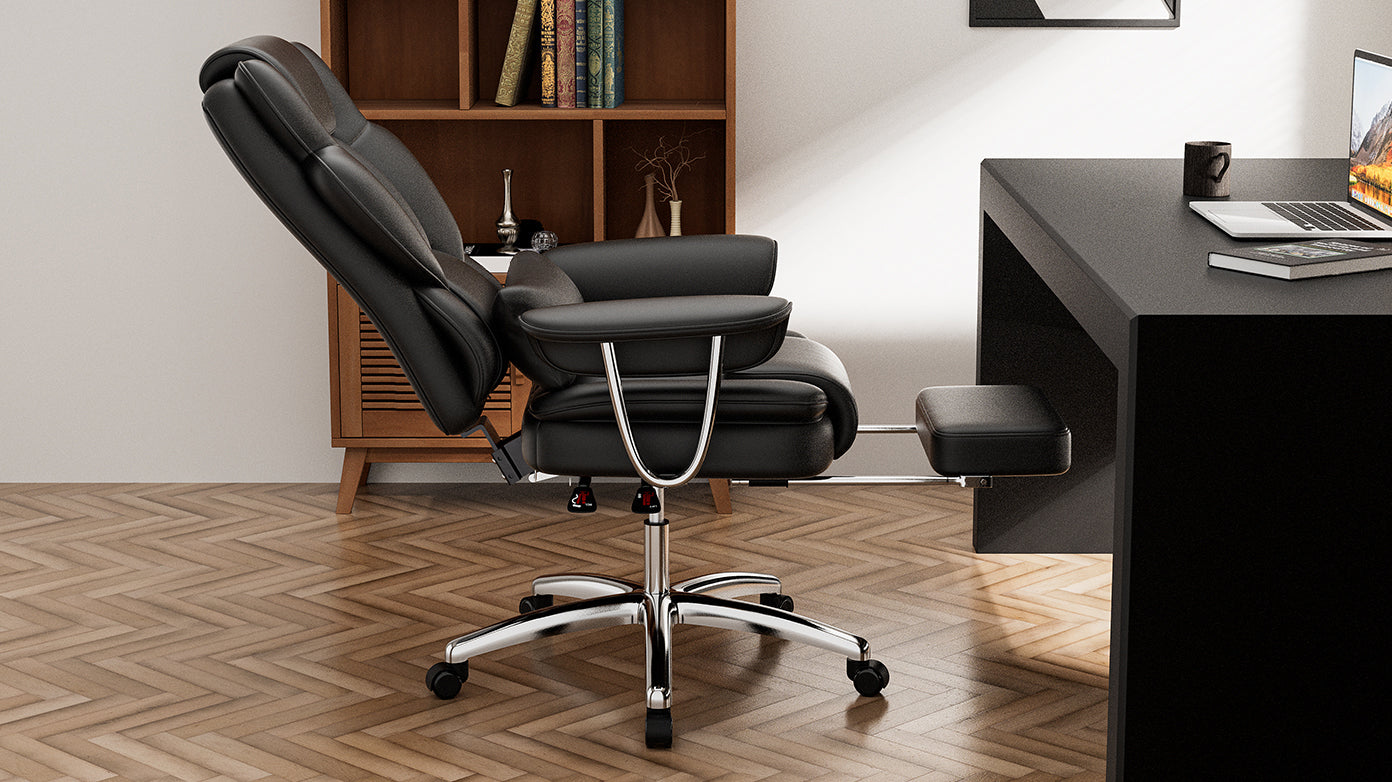 Office Chair, Big and Tall Executive Office Chair with Footrest, Leather Computer Chair, Ergonomic Reclining Chair High Back,