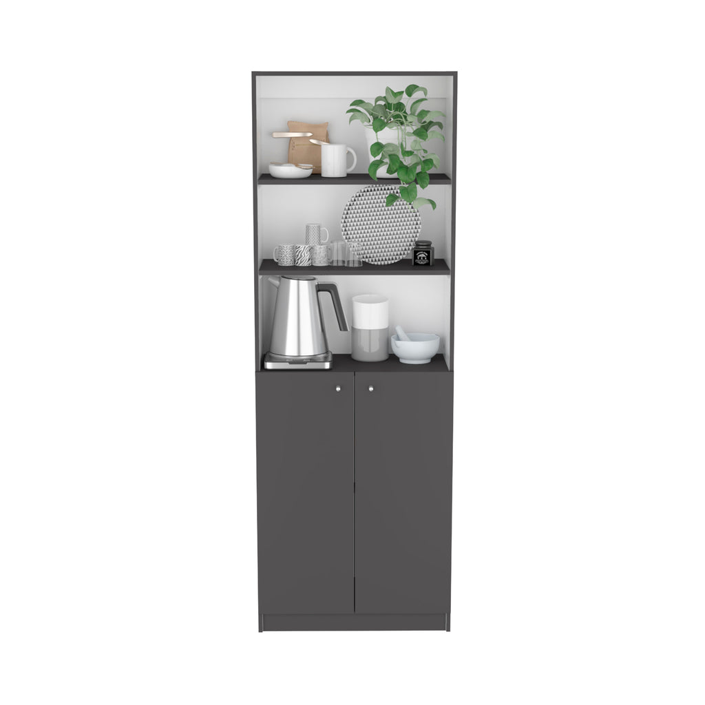 Stylish Arbor 3 Piece Home Bookcase set, 74' Wide with 11 Shelves and Two Double-Door Cabinet ,  Living Room Set  Matt Gray /