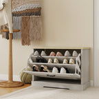 Shoe Storage Bench with 1 Flip Drawer and Adjustable Shelf, Small Shoe Cabinet  for Entryway, Hallway, Bedroom-Antique White - Grand Goldman Shop