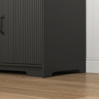 4 Doors Wardrobe Closet with Mirror, LED Wardrobe with Doors and 2 Drawers, Wooden Wardrobe Storage Cabinet with Hanging Rod, Adjustable Shelves, Black - Grand Goldman Shop