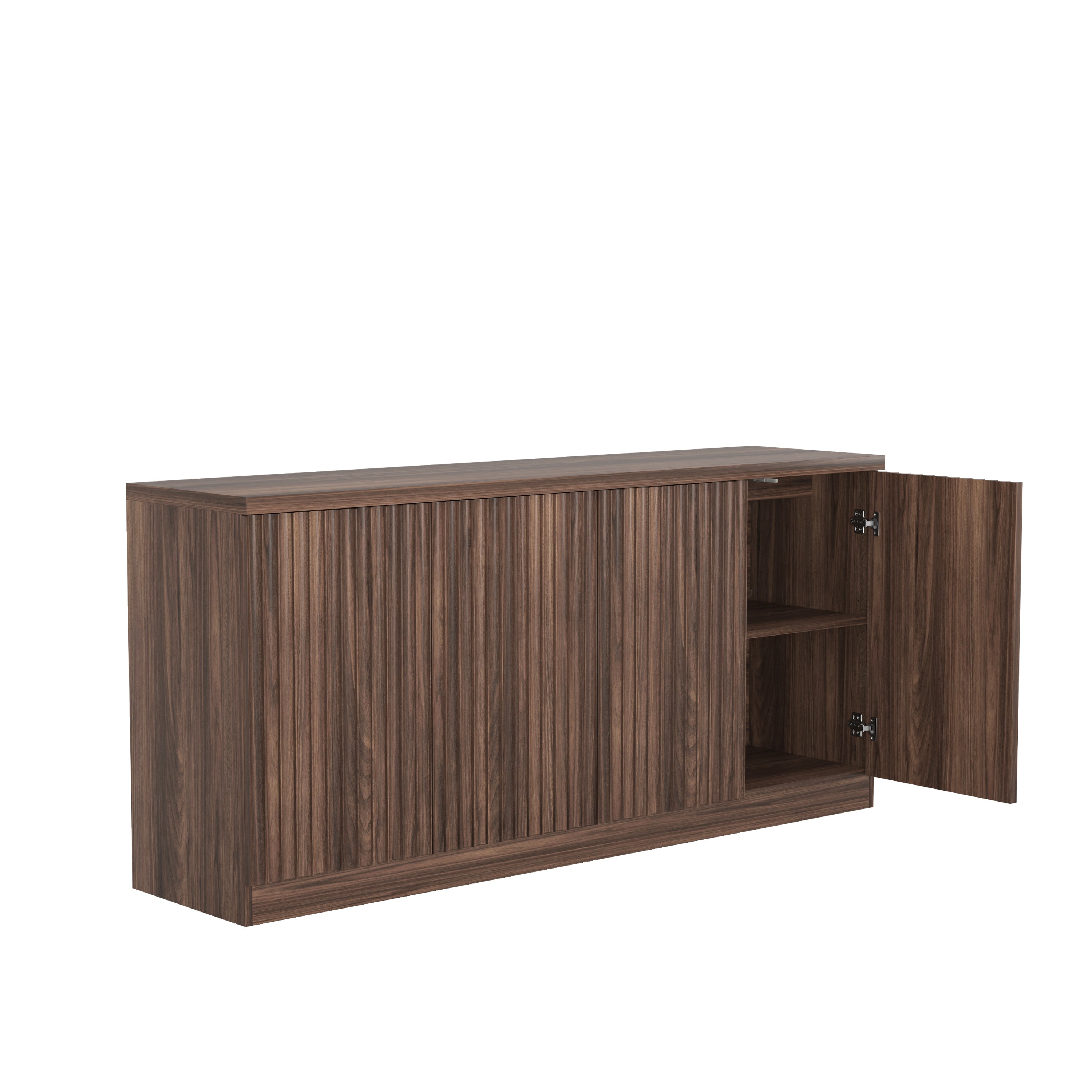 Buffet Cabinet with Storage, 62.60' Sideboard Cabinet with 4 Doors & Shelves, Wooden Kitchen Coffee Bar Credenza Storage for Living Room, Hallway Walnut - Grand Goldman Shop