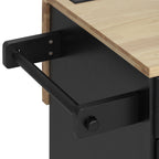 K&K 59.3' Kitchen Island with Storage 2 Pull Out Cabinet Organizers & Rubber Wood Drop Leaf, Rolling Kitchen Island with Trash Can Storage, Power Outlet, Spice & Towel Rack for Kitchen, Dining, Black - Grand Goldman Shop