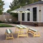 Naturally Playful Kids Picnic Table with Umbrella, Indoor/Outdoor Fun, Dark Blue Poplar Wood | Premium Home Decor - Grand Gol