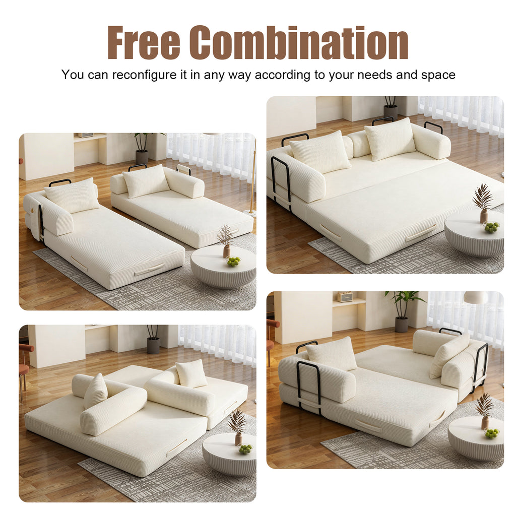 78 Inch Convertible Sleeper Sofa Bed, Futon Boneless Couch Lounge Loveseat with Pull Out Bed, No Assembly Required - Grand Goldman Shop