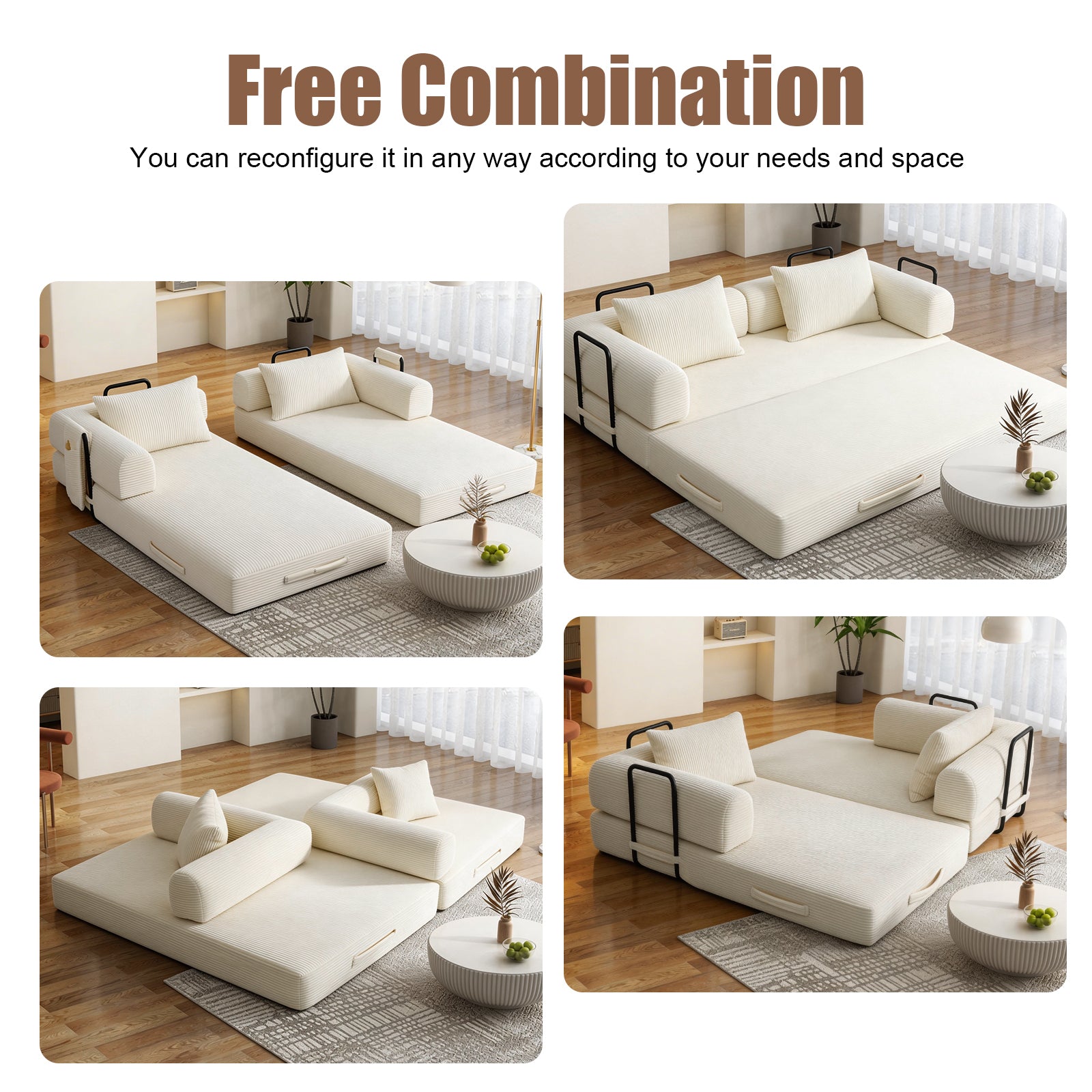 78 Inch Convertible Sleeper Sofa Bed, Futon Boneless Couch Lounge Loveseat with Pull Out Bed, No Assembly Required - Grand Goldman Shop