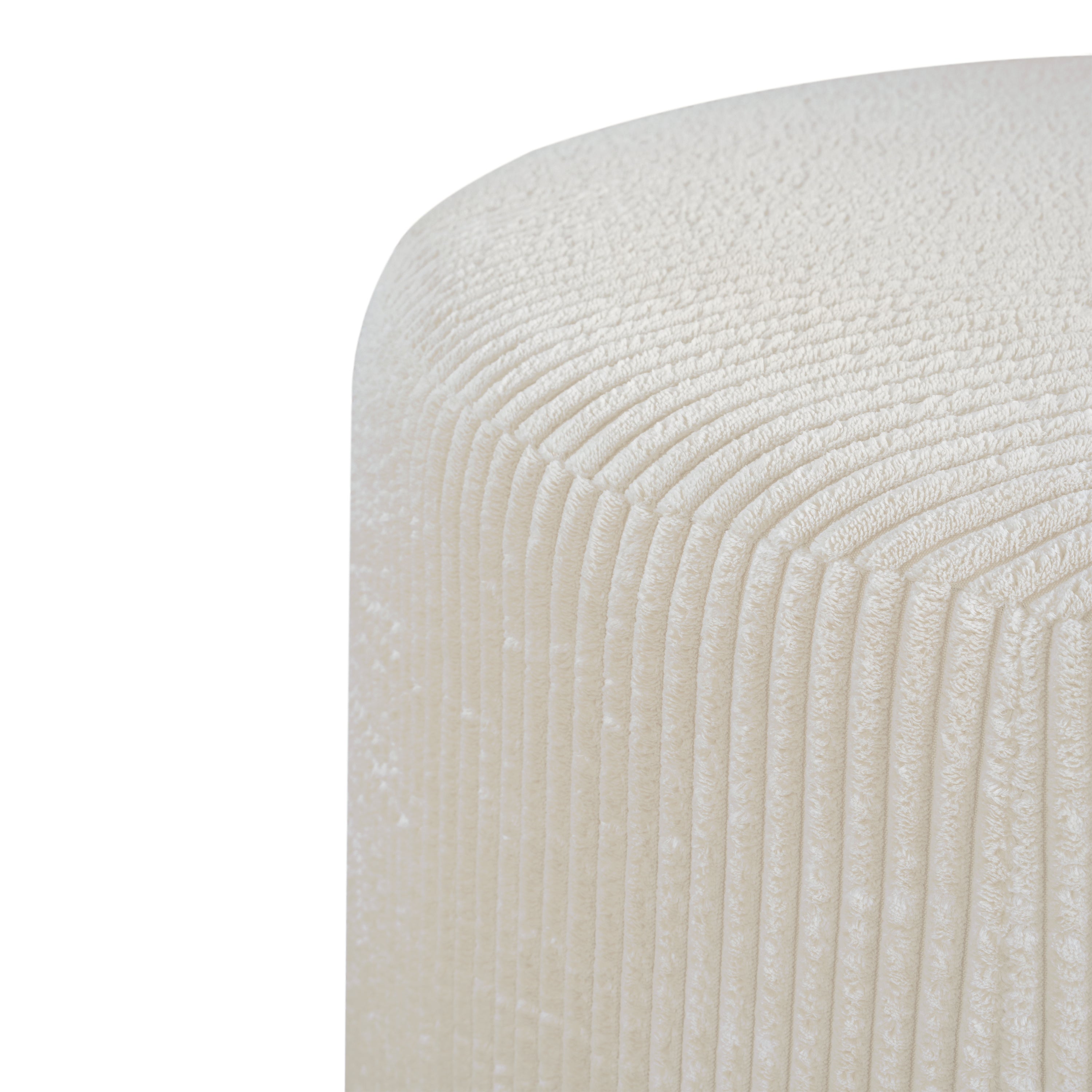Upholstered Round Ottoman,Beige,Corduroy - Grand Goldman Shop
