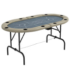 Soozier Poker Table Foldable, 70' Oval Blackjack Casino Texas Holdem Poker Game Table for 10 Players with Cup Holders, Blue a