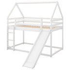 Twin Bunk House Bed with Slide and Ladder, White - Grand Goldman Shop