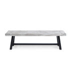 Tranquilizer Outdoor Acacia Wood Bench with Slat Panel Design, Sandblasted Light Gray + Black - Grand Goldman Shop