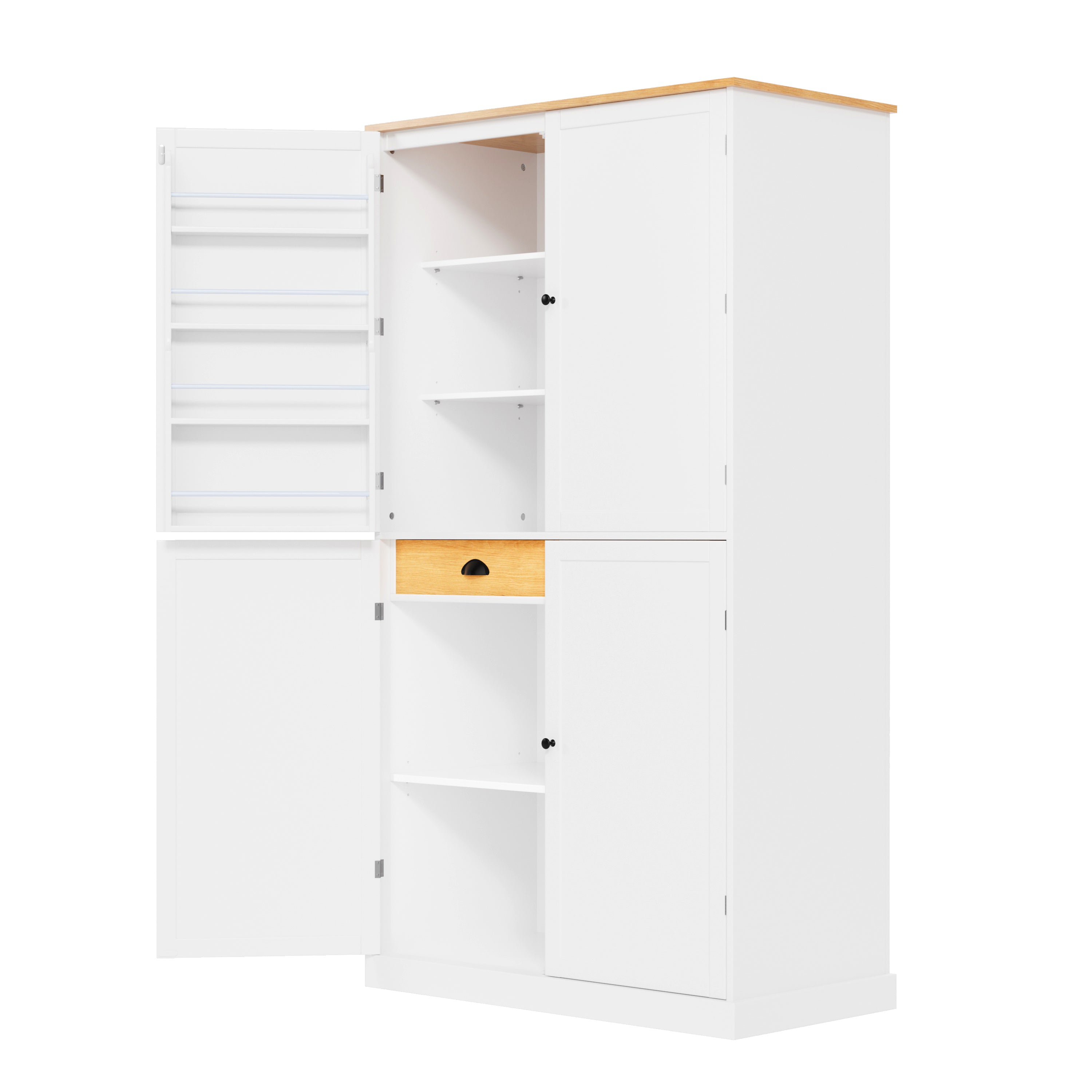 [Assembly Video Provided]TOPMAX 40.2x20x71.3inch High Freestanding Kitchen Pantry Large Cupboard Storage Cabinet with 2 Drawers, 2 Adjustable Shelves, 8 Door Shelves for Kitchen, Dining Room,White - Grand Goldman Shop