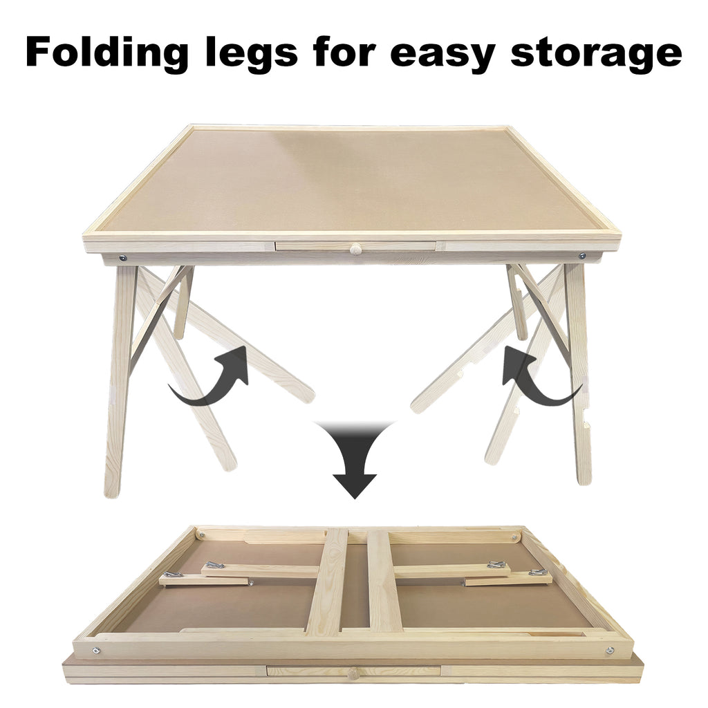 27' H Tall 1500 Piece Puzzle Table with Legs, 5 Drawers, 34' W x 26' D Large Wood Folding Jigsaw Puzzle Board for Adults, Nat