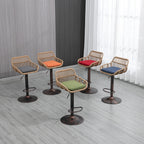 COOLMORE Modern Swivel Bar Stools Set of 2 Adjustable Counter Height Chairs with Footrest Blue Linen - Grand Goldman Shop