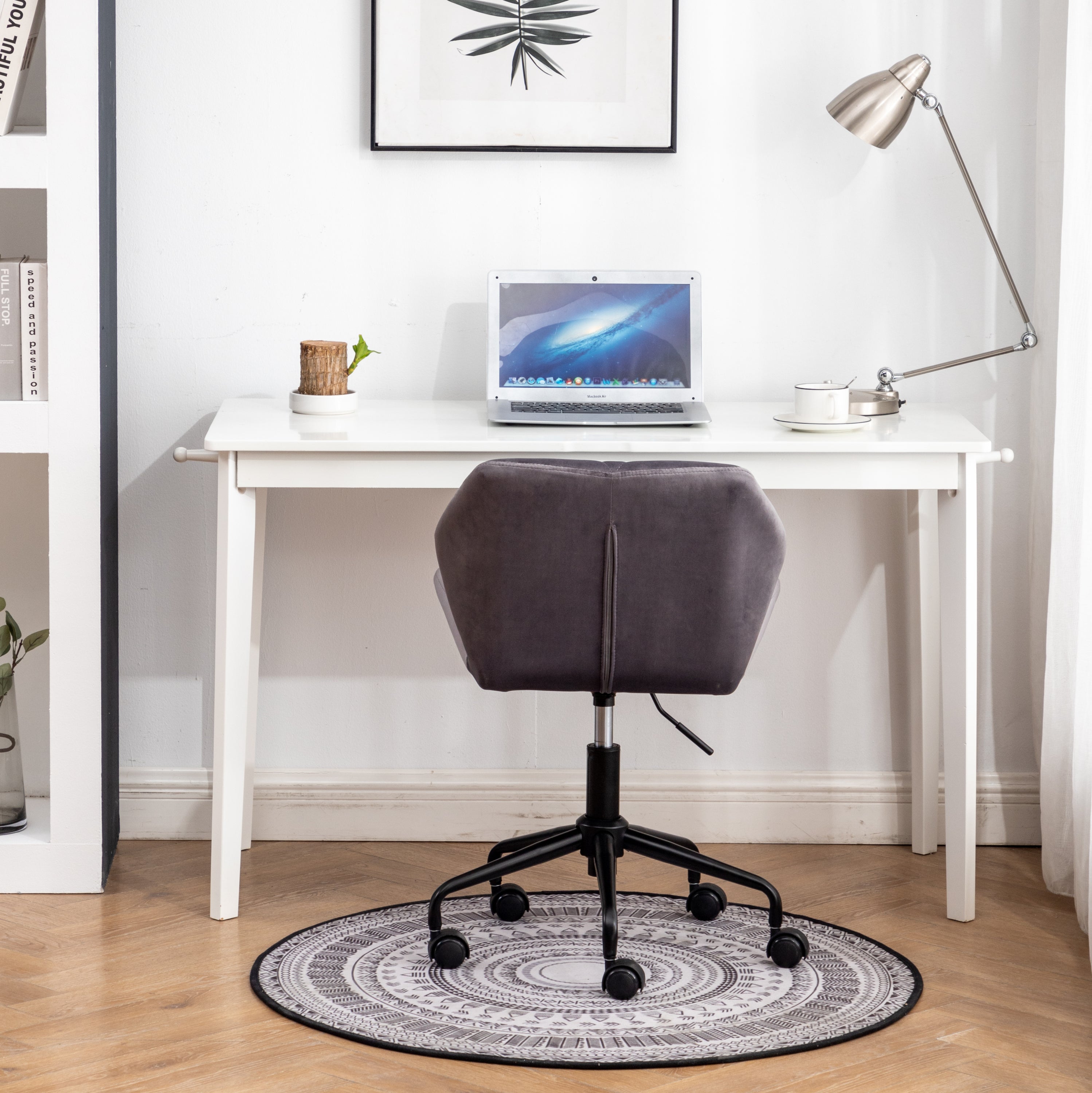 Eldon Diamond Tufted Adjustable Swivel Office Chair, Gray - Grand Goldman