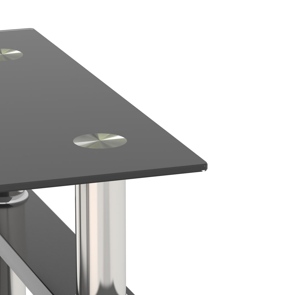 Modern Tempered Glass Tea Table Coffee Table End Table, Black, Square, 1-Piece for Living Room - Grand Goldman Shop