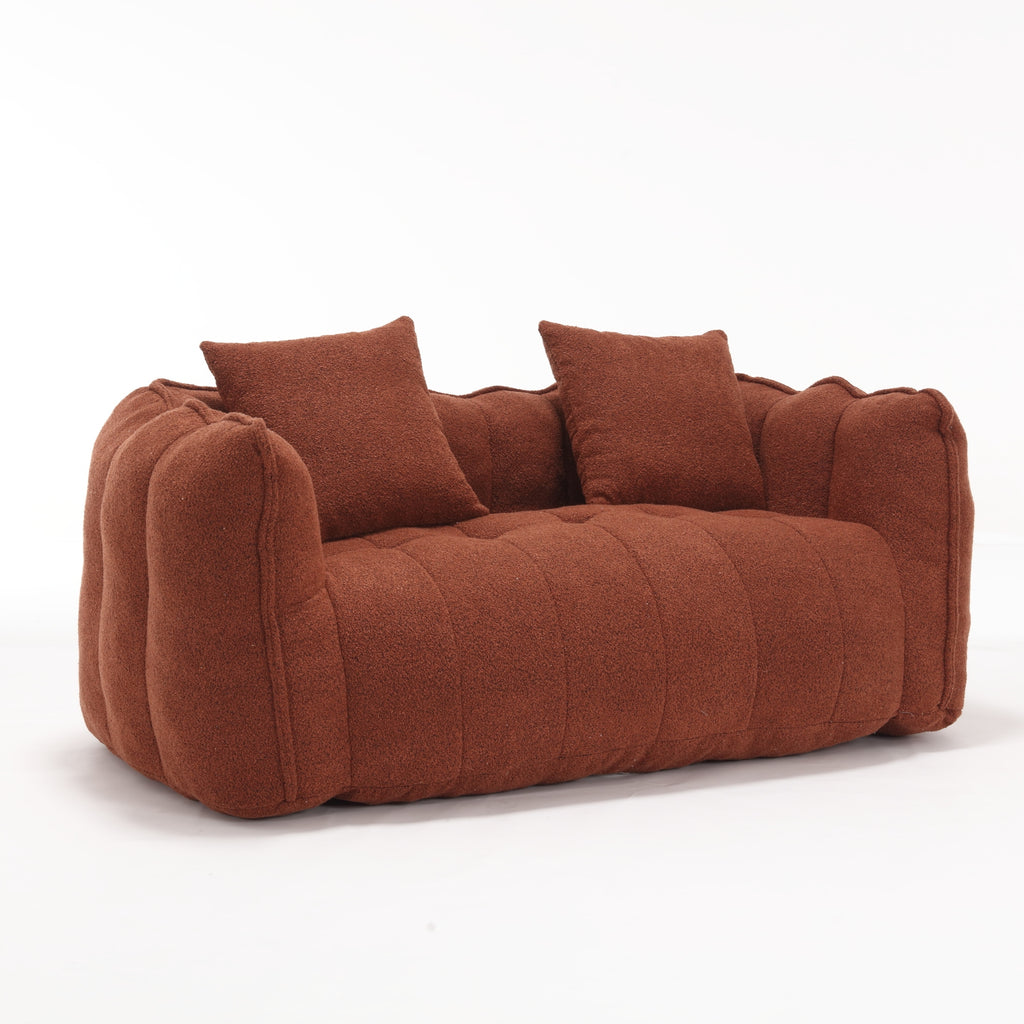Cozy Beanbag Chair with High Resilience Foam Core for Two - Red Chenille, 66x35x25 inches - Grand Goldman Shop