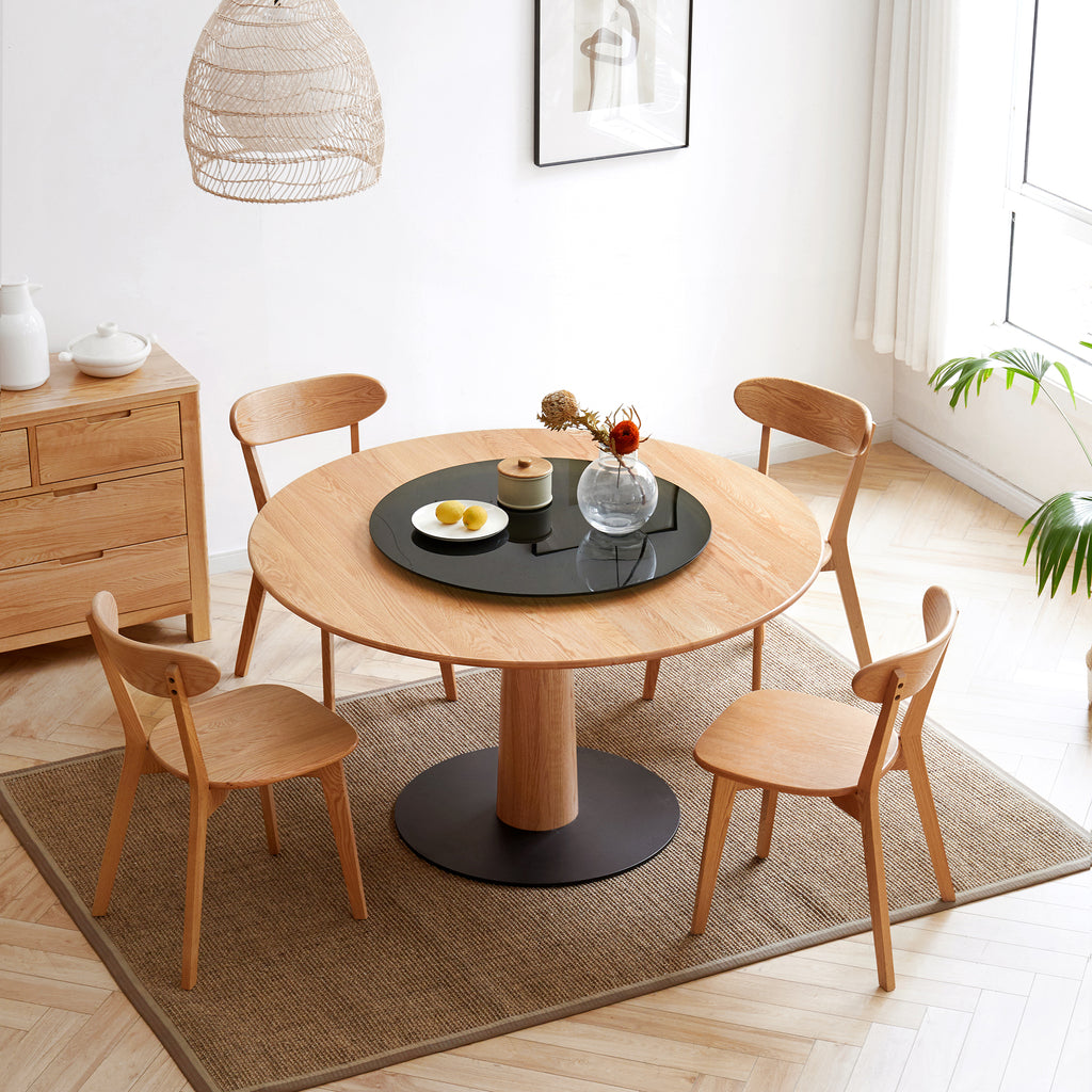 Natural Oak Dining Chair Set of 4 - Solid Wood, FAS Grade, Simple Design, 46.5x54x80cm - Grand Goldman Shop