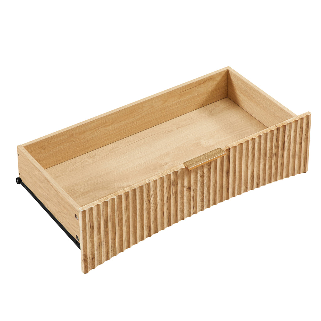 Fluted 3 Drawer Dresser, Modern Tall Chest of Drawers with Vertical Grooved Design, Wood Storage Cabinet with Metal Handles for Bedroom Living Room, Oak. (23.6'W x 15'D x 30'H). - Grand Goldman Shop