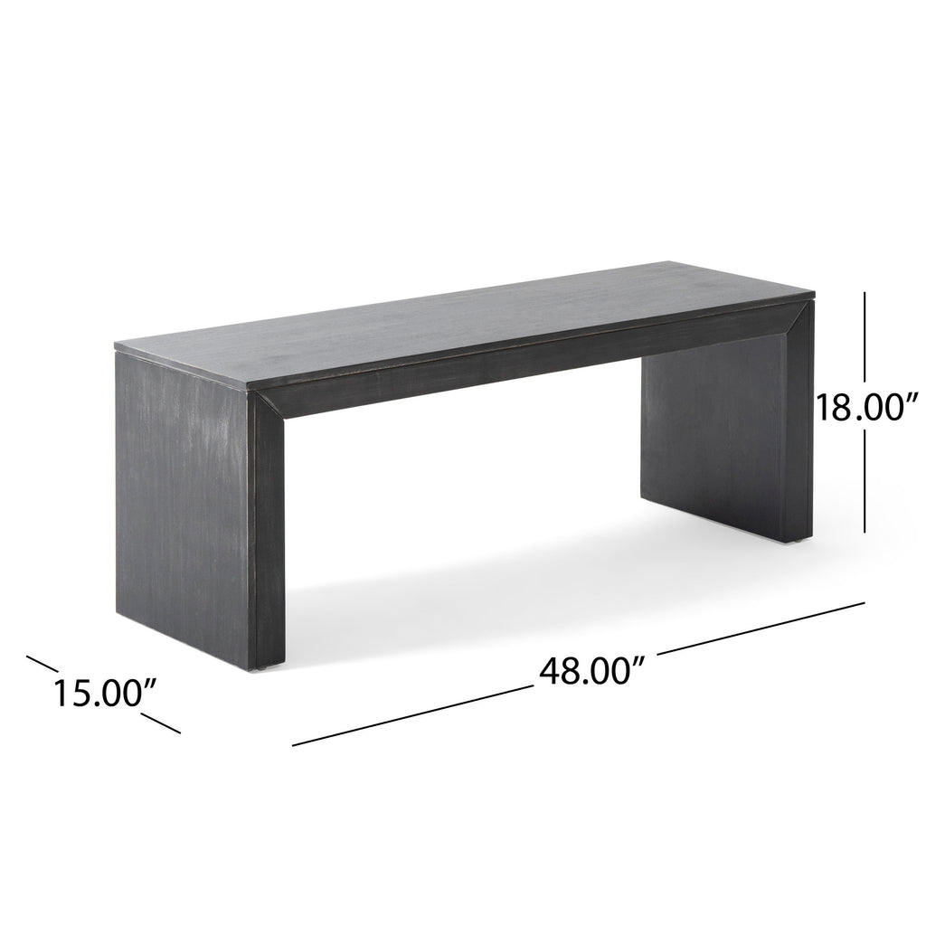Acacia Wood Dining Bench, Black - Grand Goldman Shop