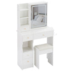 29.2' Small Size Drawer Desktop Vanity Table + Cushioned Stool, 2 AC+2 USB Power Station, Hair dryer bracket, Extra Large Touch Control Sliding LED Mirror, 3-color Switching, EPA, GCC, UL Certificate - Grand Goldman Shop