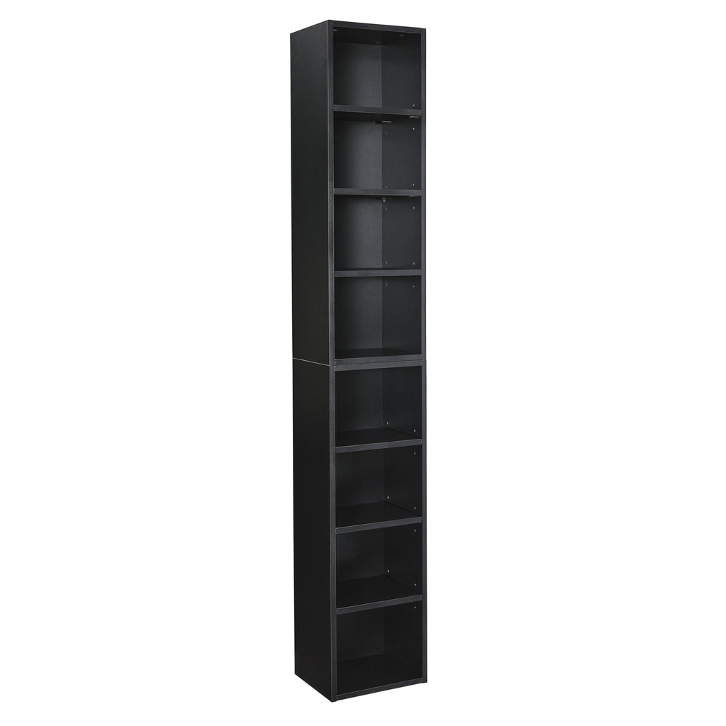 8-Tier Media Tower Rack, CD DVD Slim Storage Cabinet with Adjustable Shelves, Tall Narrow Bookcase Display Bookshelf for Home Office,Multi-functional double-decker bookcase - Grand Goldman Shop