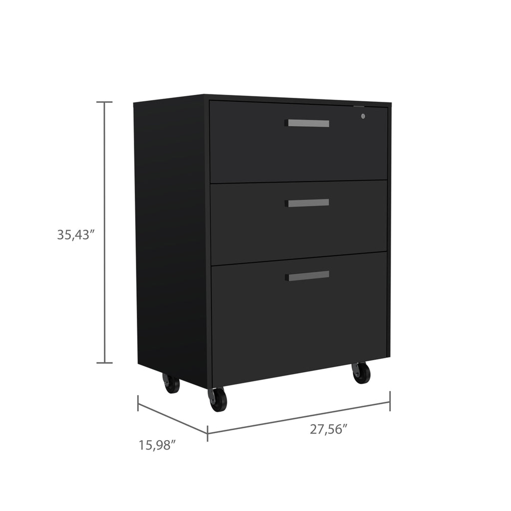 3 Drawers Storage Cabinet with Casters Lions Office, Black Wengue Finish | Premium Home Decor - Grand Goldman