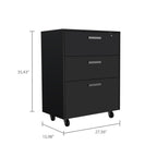 3 Drawers Storage Cabinet with Casters Lions Office, Black Wengue Finish | Premium Home Decor - Grand Goldman
