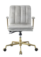Damir Vintage White Top Grain Leather & Chrome Finish Office Chair - Grand Goldman