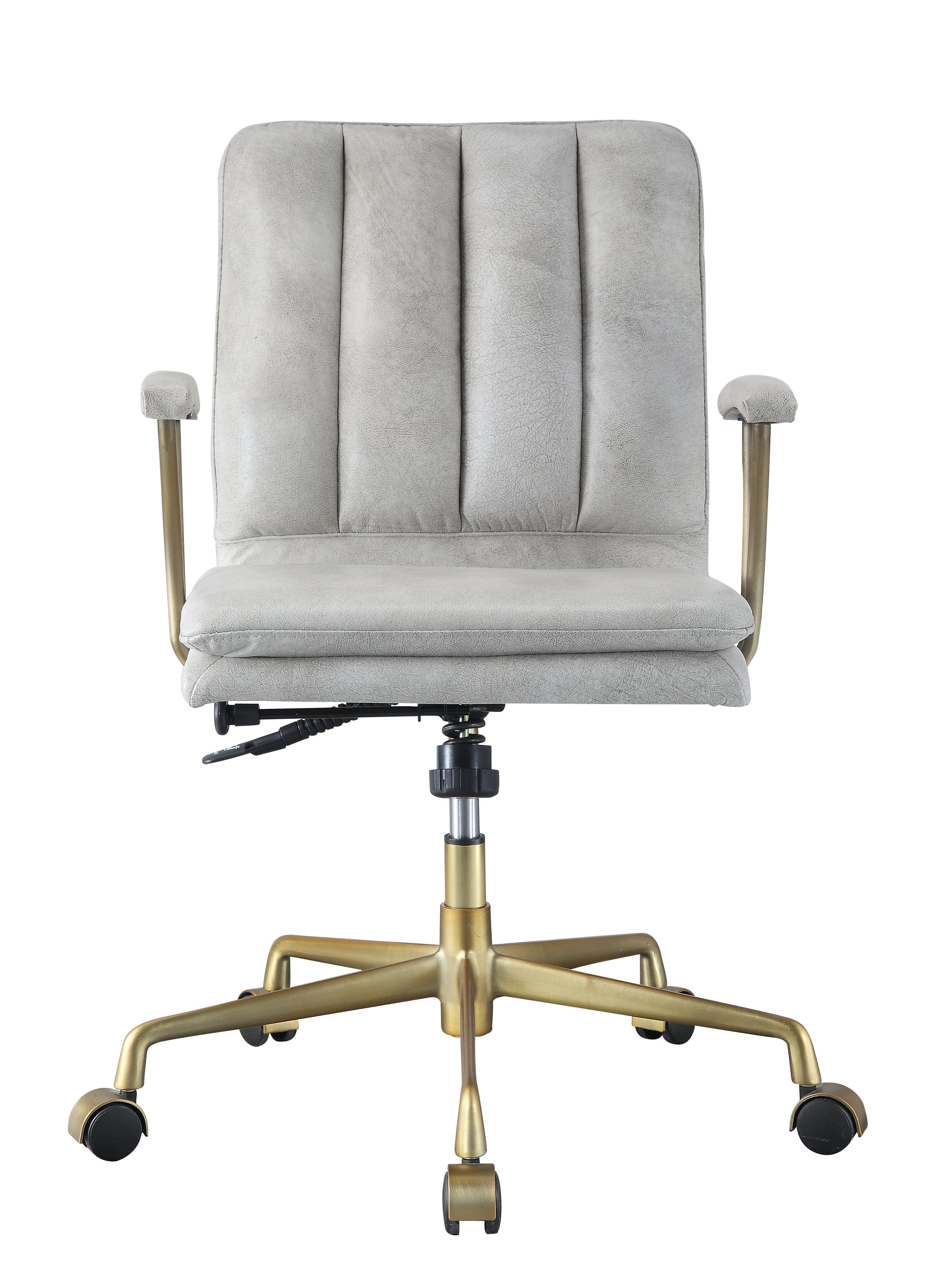 Damir Vintage White Top Grain Leather & Chrome Finish Office Chair - Grand Goldman