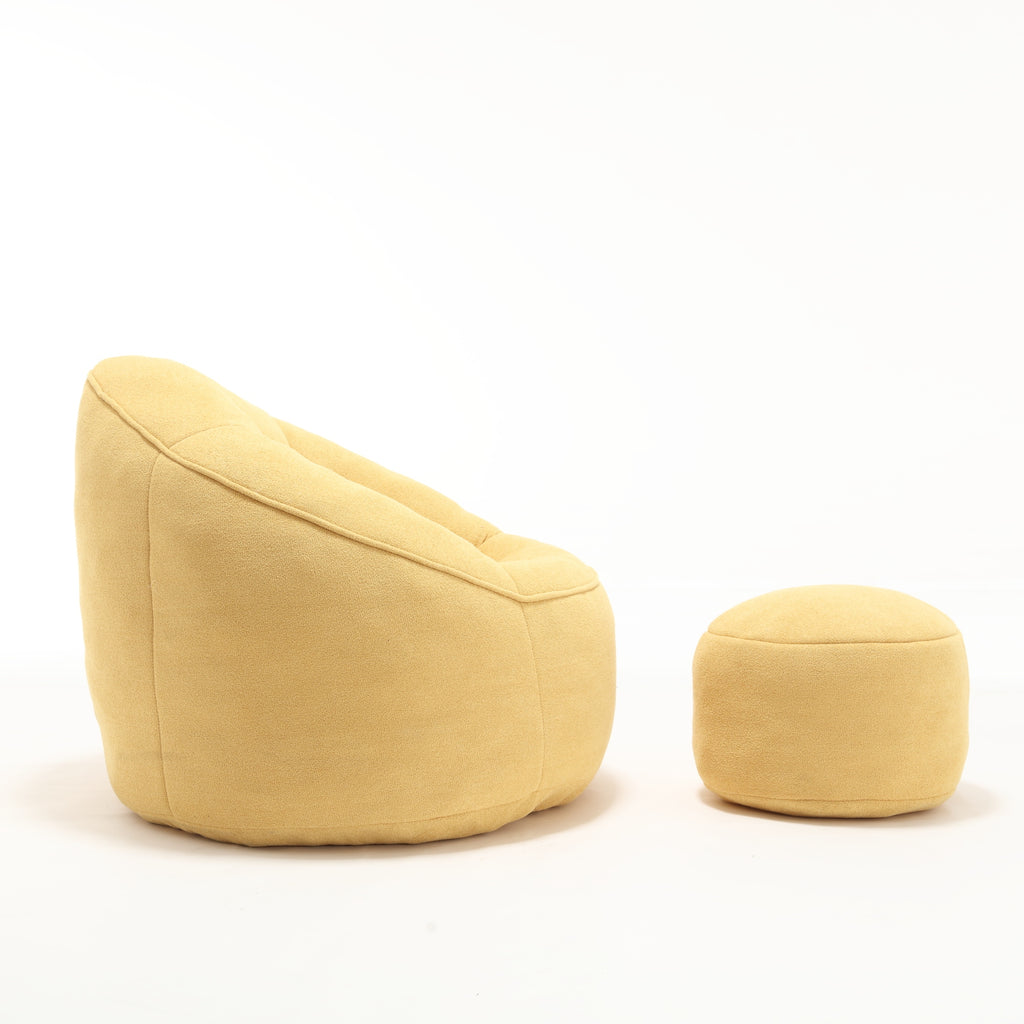 Bedding Bean Bag Sofa Chair with High-Pressure Foam and Footrest, Yellow Microfiber - Grand Goldman Shop
