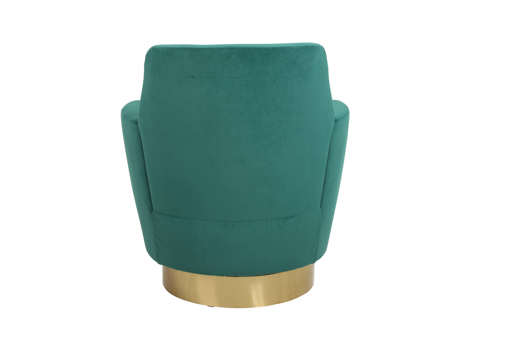 Velvet Swivel Barrel Chair, Swivel Accent Chairs Armchair for Living Room, Reading Chairs for Bedroom Comfy, Round Barrel Chairs with Gold Stainless Steel Base (Emerald) - Grand Goldman Shop