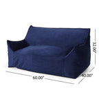 Fila Velveteen 2 Seater Oversized Bean Bag Chair with Armrests, Navy Blue Velvet, 60x40x23 inches - Grand Goldman Shop