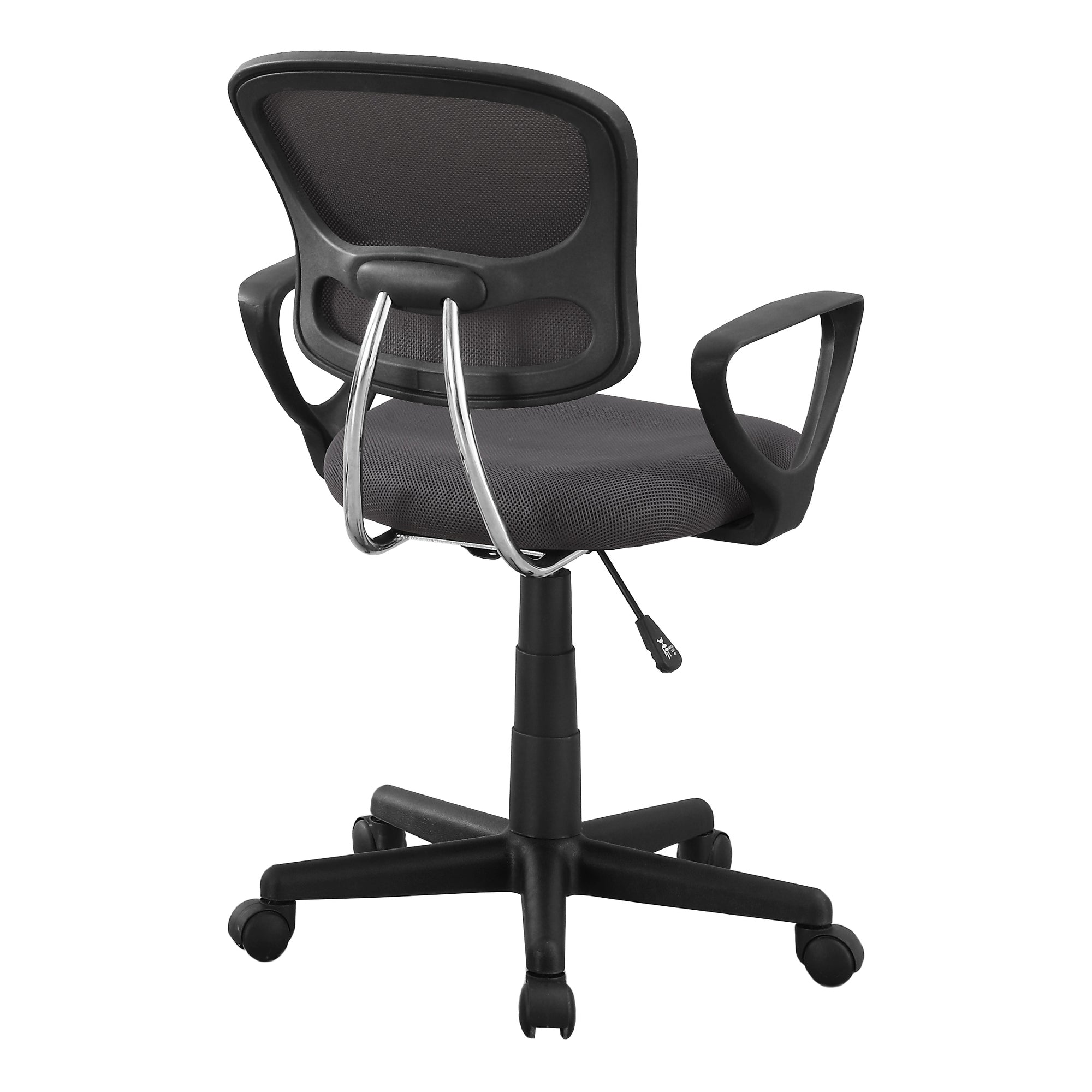 Office Chair, Adjustable Height, Swivel, Ergonomic, Armrests, Computer Desk, Work, Juvenile, Grey Mesh, Black Metal, Contempo