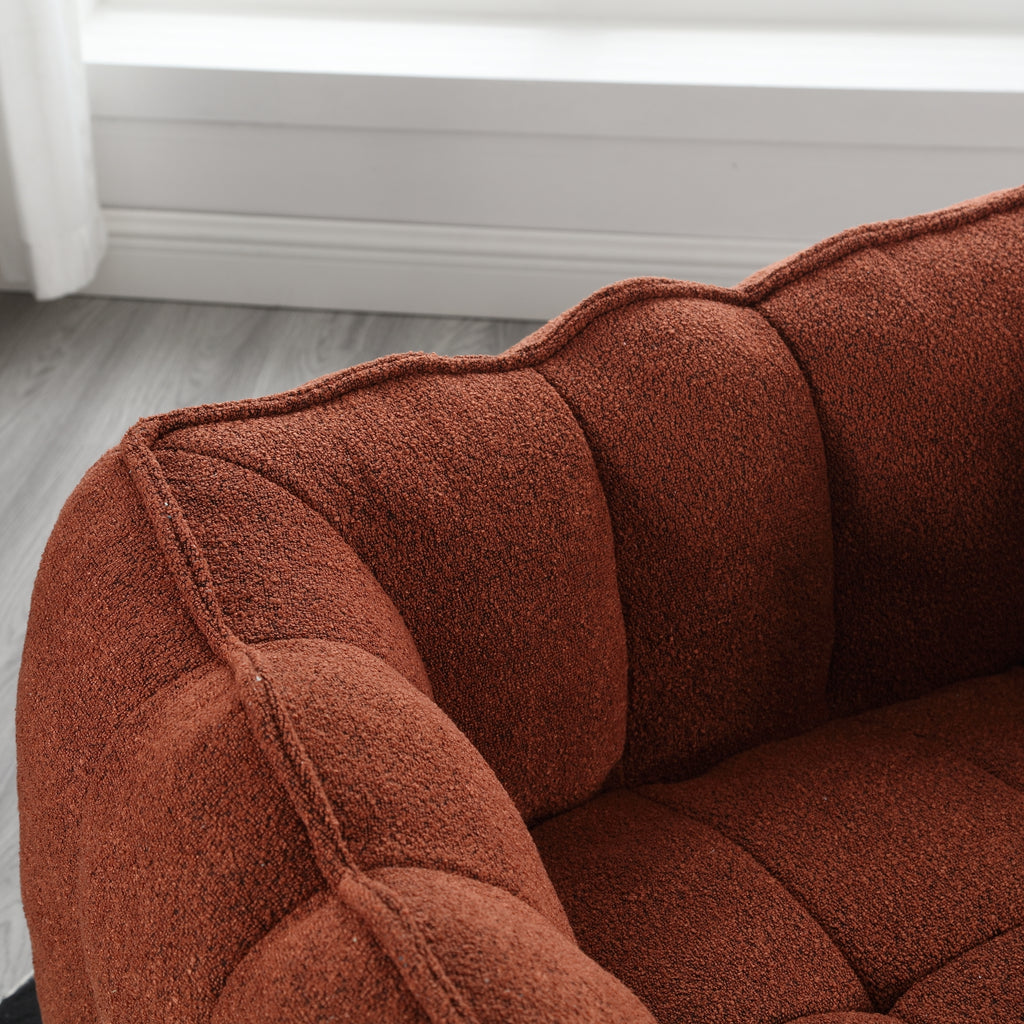 Soft Chenille Bean Bag Chair with High Resilient Foam for Living Room and Bedroom, Comfortable Square Lazy Sofa with Footstool for Adults - Grand Goldman Shop