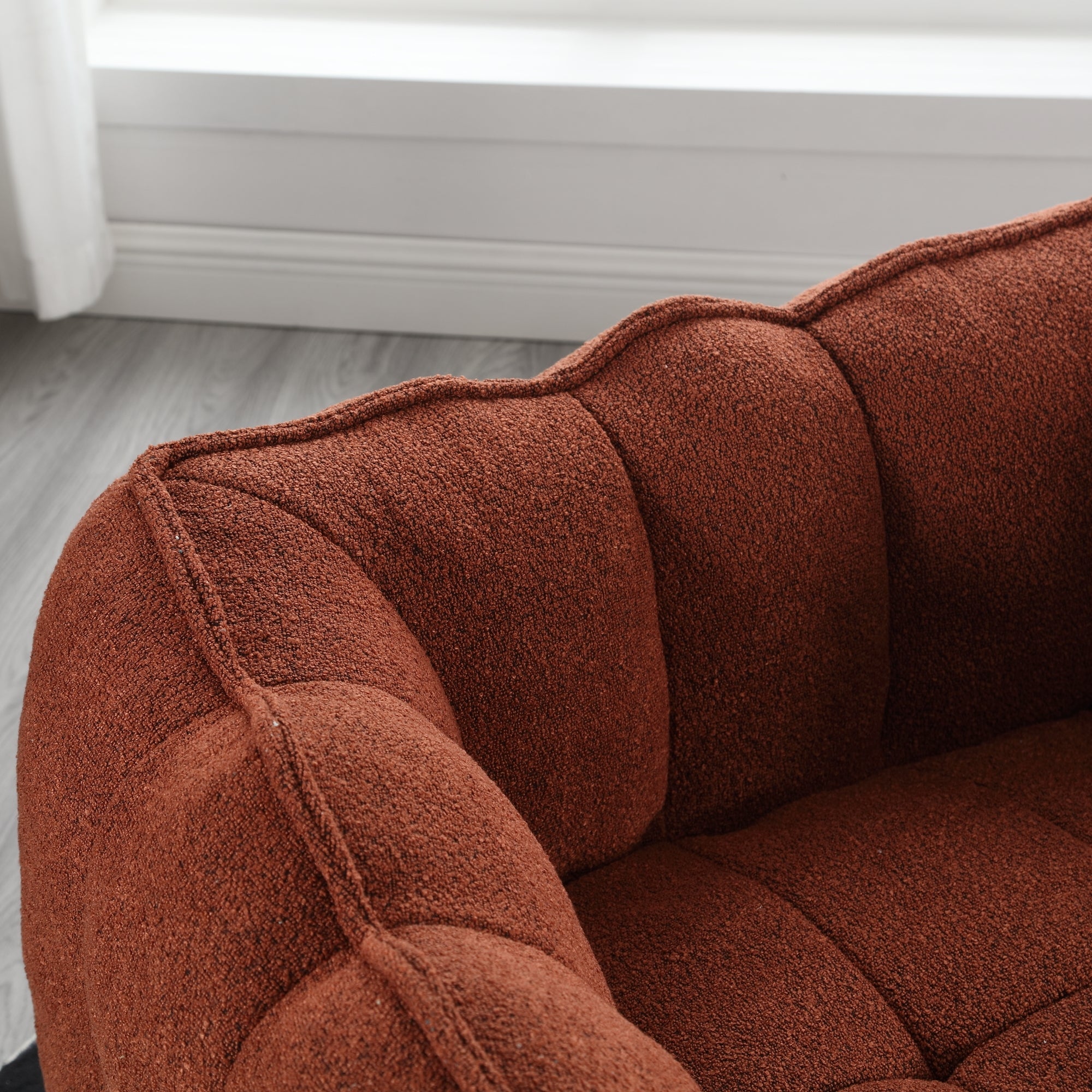 Soft Chenille Bean Bag Chair with High Resilient Foam for Living Room and Bedroom, Comfortable Square Lazy Sofa with Footstool for Adults - Grand Goldman Shop