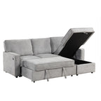 U_STYLE Upholstery Sleeper Sectional Sofa with Storage Space, USB port, 2 cup holders on Back Cushions(same sku; WY000335AAE) - Grand Goldman Shop