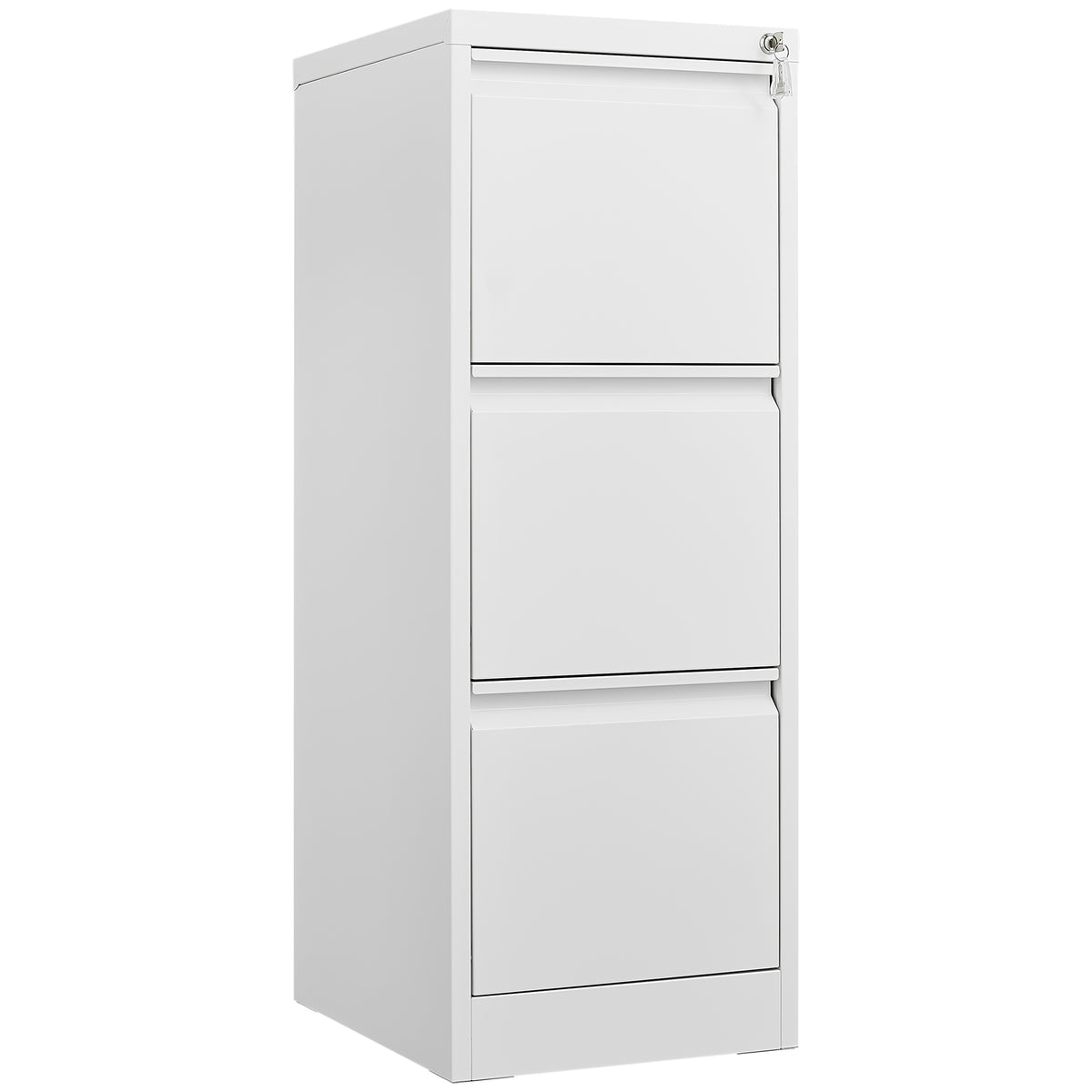 Steel Vertical File Cabinet with Lock - 3-Drawer Metal Storage for A4/Legal/Letter - White, 14.65 x 14.75 x 40.50 inches - Gr