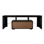 Black TV Stand with LED RGB Lights,Flat Screen TV Cabinet, Gaming Consoles - in Lounge Room, Living Room and Bedroom(Black) - Grand Goldman Shop