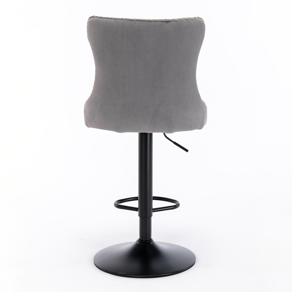 A&A Furniture,Swivel Velvet Barstools Adjusatble Seat Height from 25-33 Inch,17.7 inch base, Modern Upholstered Bar Stools with Backs Comfortable Tufted for Home Pub and Kitchen Island,Gray,Set of 2 - Grand Goldman Shop